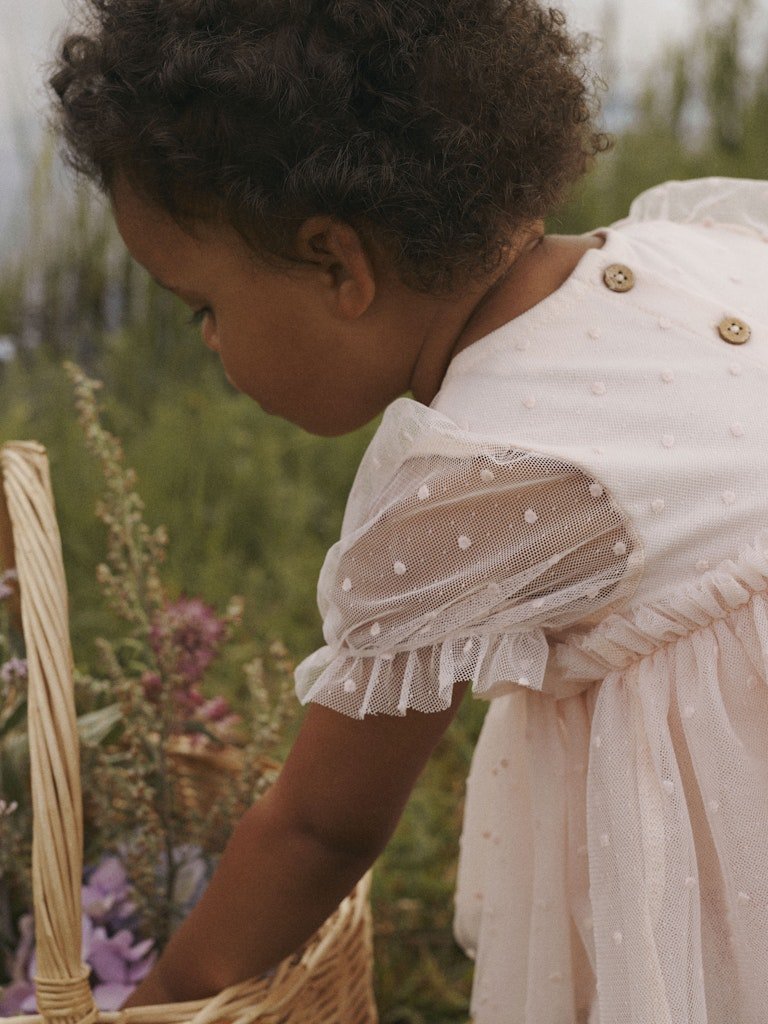 Lil' Atelier Baby FRILLA SS LOOSE TULLE BODY DRESS - Peach Blush | Torgunns Barneklær AS