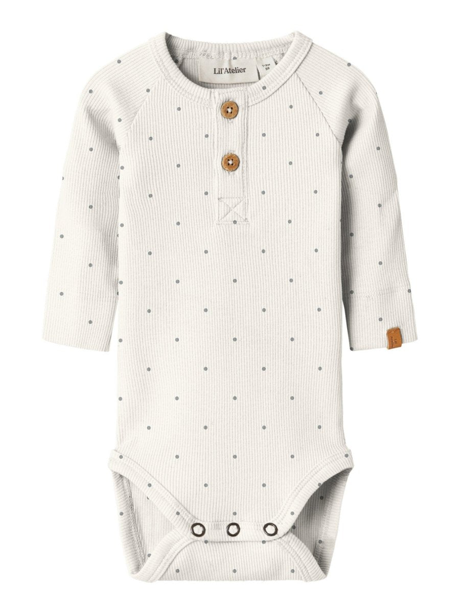 Lil' Atelier Baby GAGO KIP LS SLIM BODY NOOS - Coconut Milk | Sleet Dot | Torgunns Barneklær AS