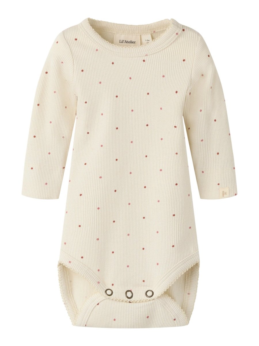 Lil' Atelier Baby GAGO KOS LS SLIM BODY - Turtledove | Dot | Torgunns Barneklær AS