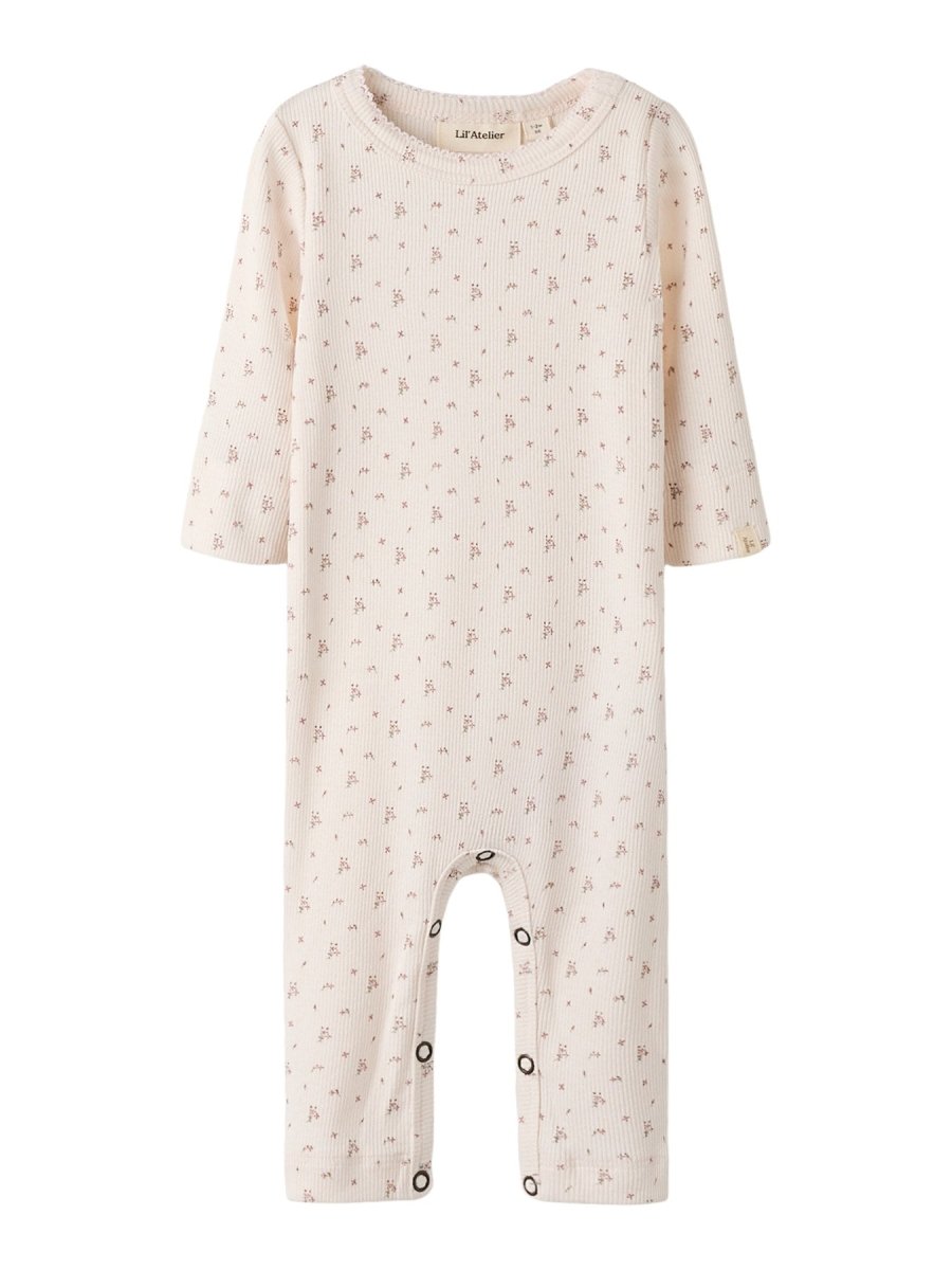 Lil' Atelier Baby GAGO LS NIGHTSUIT - Almost Mauve | FLOWERS | Torgunns Barneklær AS