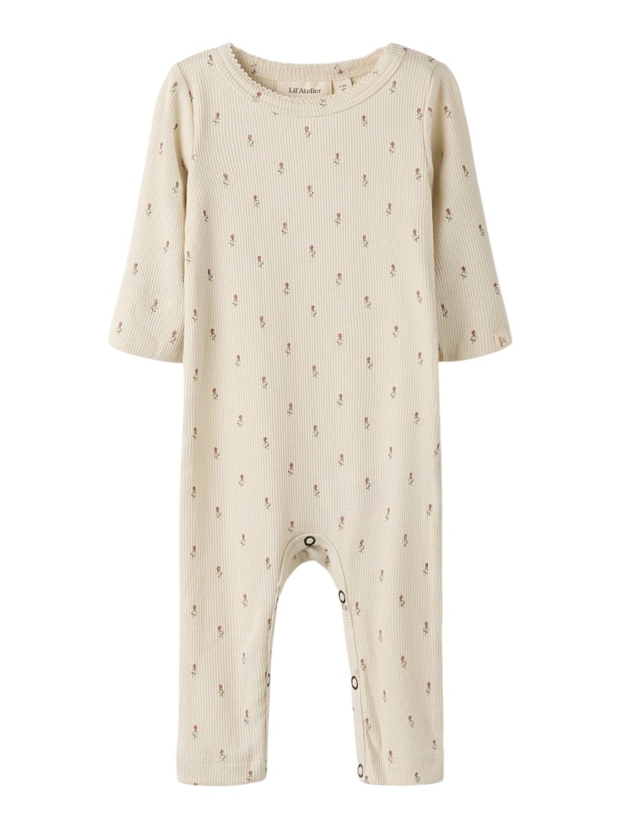 Lil' Atelier Baby GAGO LS NIGHTSUIT - Turtledove | FLORAL | Torgunns Barneklær AS