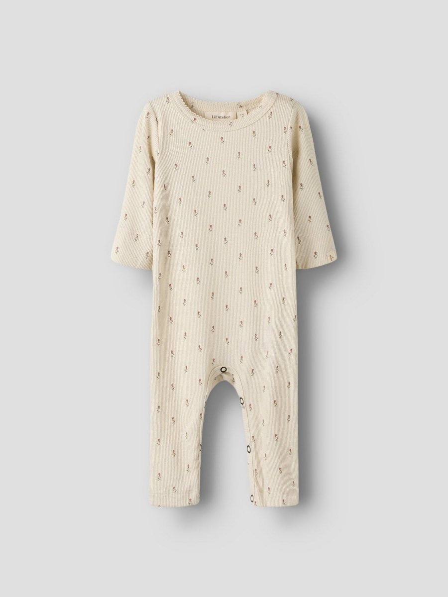 Lil' Atelier Baby GAGO LS NIGHTSUIT - Turtledove | FLORAL | Torgunns Barneklær AS
