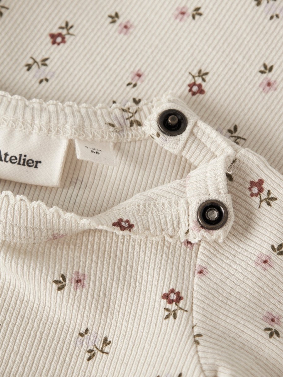 Lil' Atelier Baby GAGO LS SLIM BODY NOOS - Turtledove | Floral | Torgunns Barneklær AS