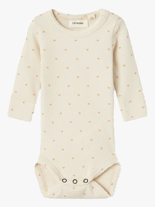Lil' Atelier Baby GAGO LS SLIM BODY NOOS - Turtledove Heart | Torgunns Barneklær AS