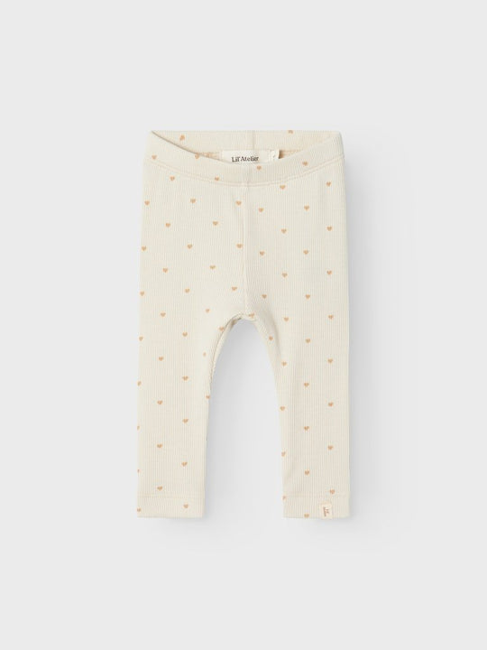 Lil' Atelier Baby GAGO SLIM LEGGING - Turtledove Heart | Torgunns Barneklær AS
