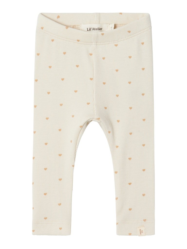 Lil' Atelier Baby GAGO SLIM LEGGING - Turtledove Heart | Torgunns Barneklær AS