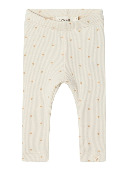 Lil' Atelier Baby GAGO SLIM LEGGING - Turtledove Heart | Torgunns Barneklær AS