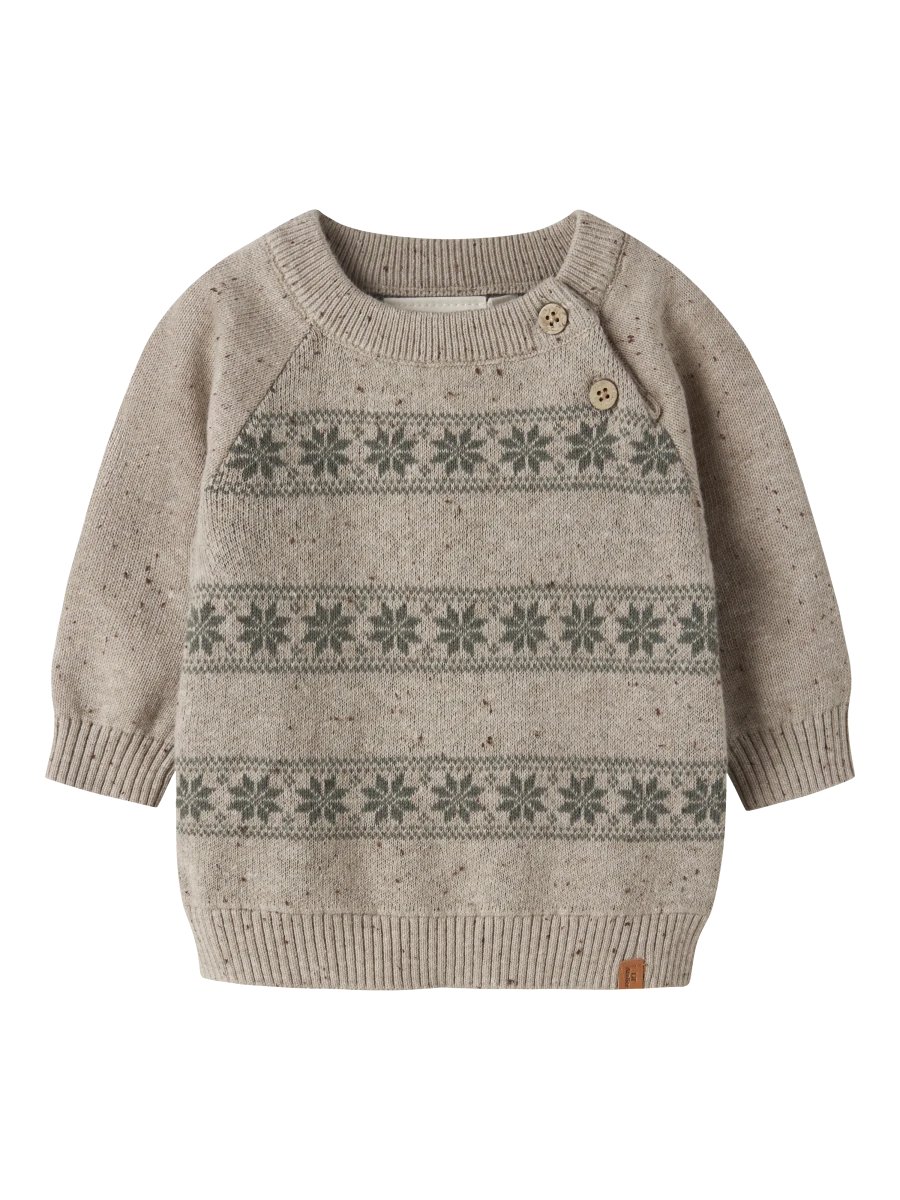 Lil' Atelier baby GALTO strikkegenser - Oxford Tan | Mulled Basil | Torgunns Barneklær AS