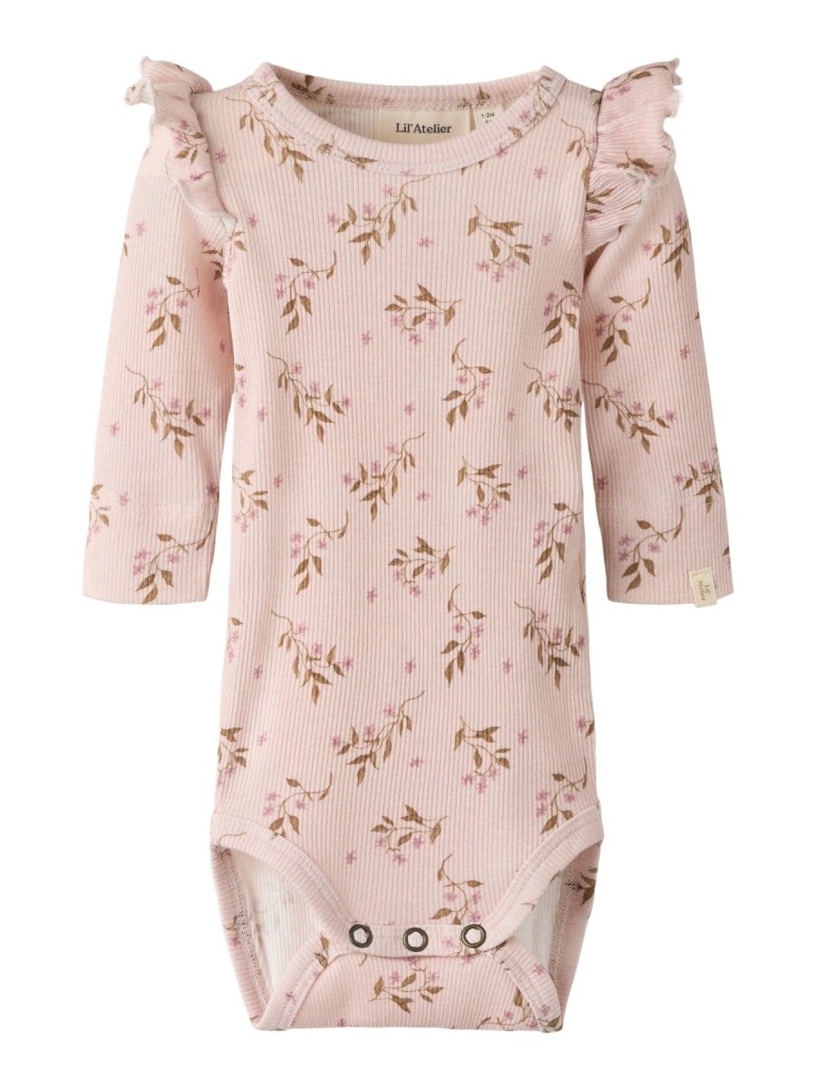 Lil' Atelier Baby GAVO EKO LS SLIM BODY NOOS - Hushed Violet | Flowers | Torgunns Barneklær AS