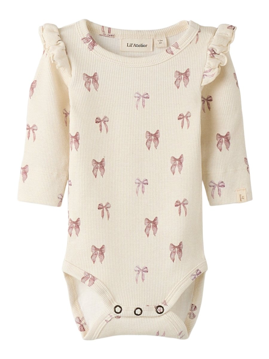 Lil' Atelier Baby GAVO EKO LS SLIM BODY NOOS - Turtledove | Bow | Torgunns Barneklær AS