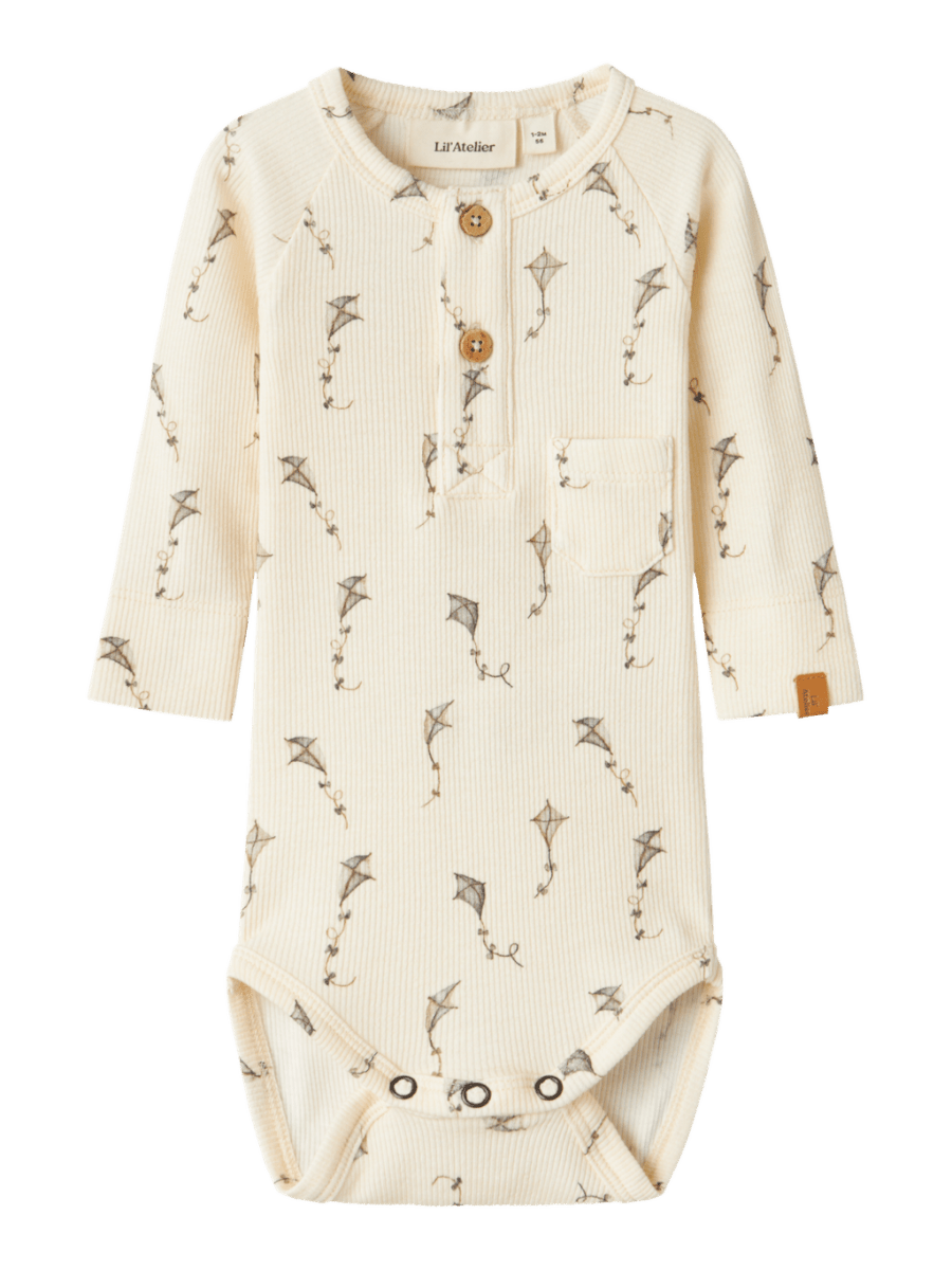Lil' Atelier BABY GAVO ELM LS SLIM BODY NOOS - Turtledove Kites | Torgunns Barneklær AS
