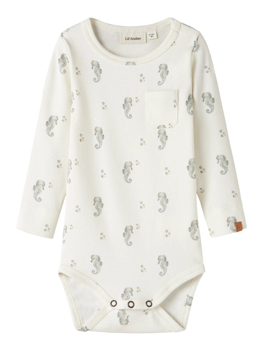 Lil' Atelier Baby GAYO SEV LS SLIM BODY - Coconut Milk | Seahorse | Torgunns Barneklær AS