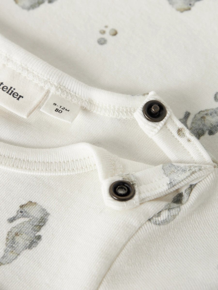 Lil' Atelier Baby GAYO SEV LS SLIM BODY - Coconut Milk | Seahorse | Torgunns Barneklær AS
