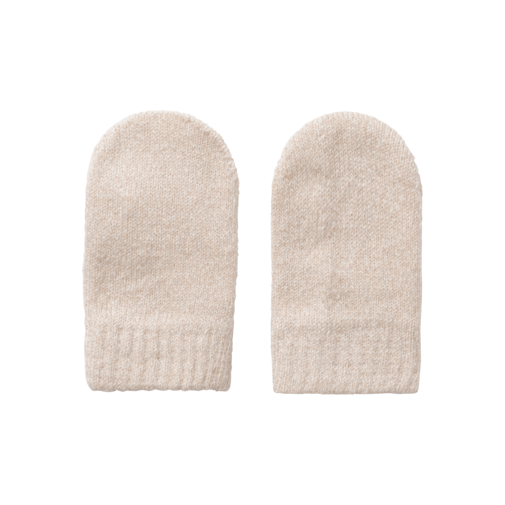 Lil' Atelier BABY GENE NIO KNIT MITTENS - Sandshell Melange | Torgunns Barneklær AS