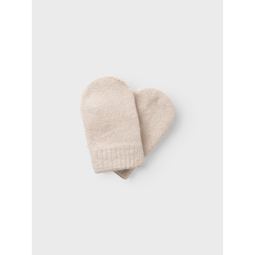 Lil' Atelier BABY GENE NIO KNIT MITTENS - Sandshell Melange | Torgunns Barneklær AS