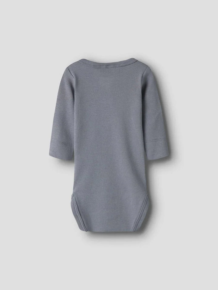 Grå babybody med lange ermer, myk ullkjole for spedbarn 0-8 år