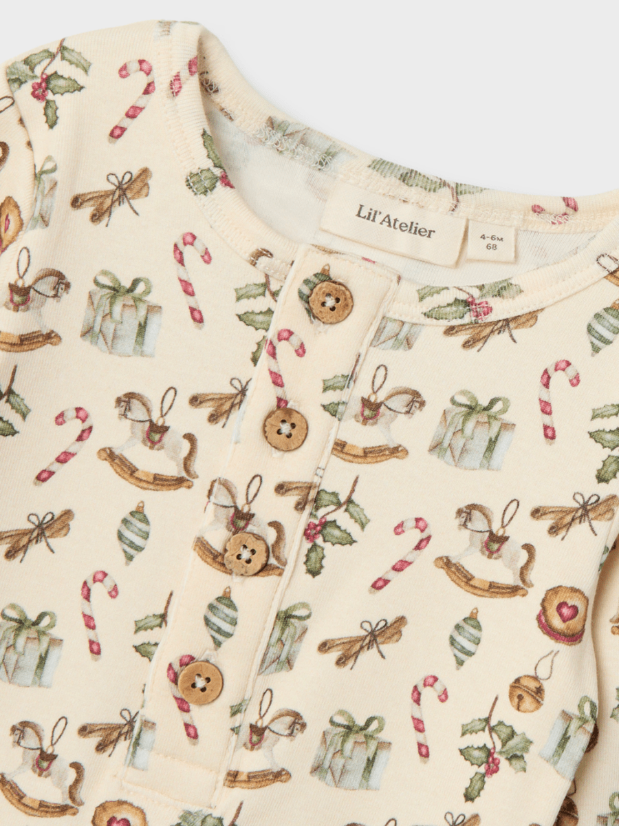 Lil' Atelier BABY GIO LS XMAS SUIT - Turtledove | Torgunns Barneklær AS