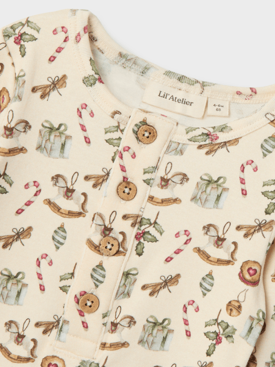 Lil' Atelier BABY GIO LS XMAS SUIT - Turtledove | Torgunns Barneklær AS