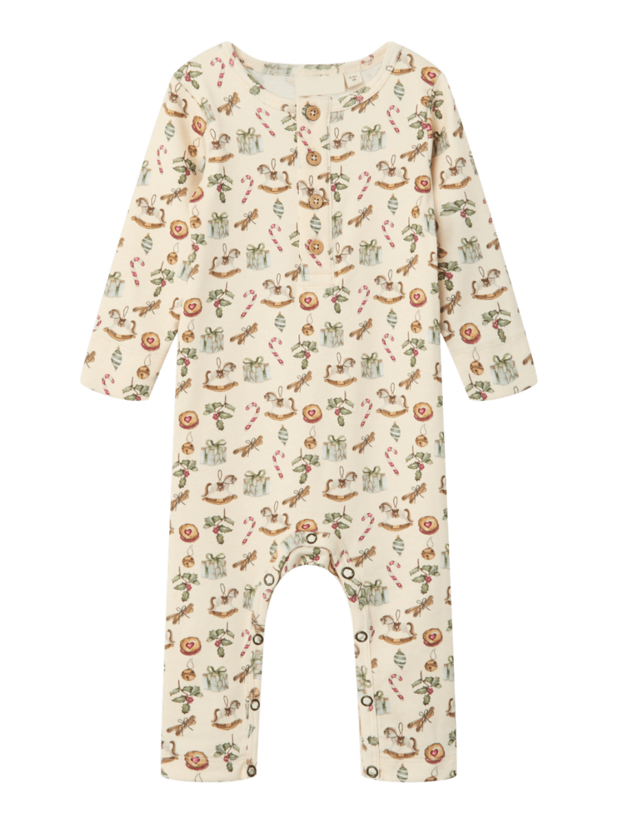 Lil' Atelier BABY GIO LS XMAS SUIT - Turtledove | Torgunns Barneklær AS