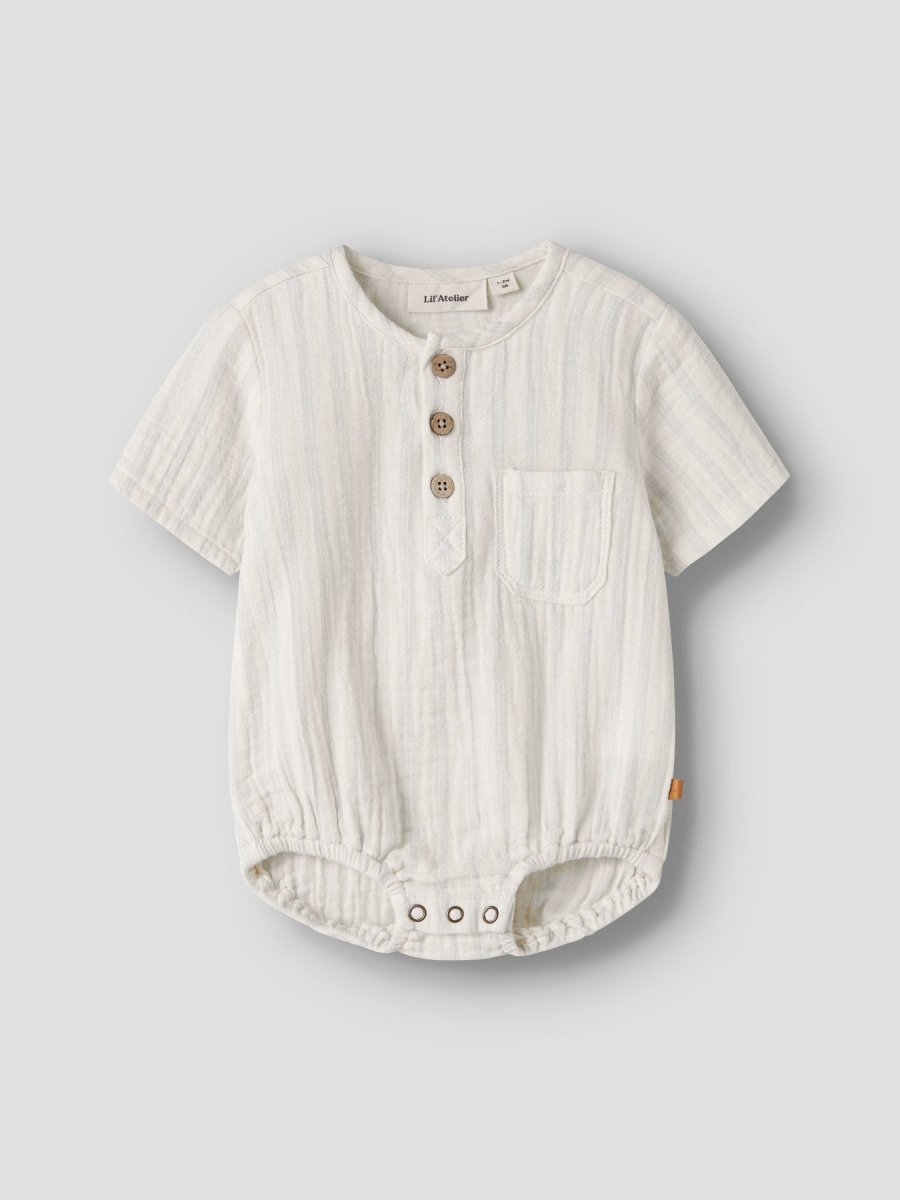 Lil Atelier Baby HAGI romper - Coconut Milk| Dusty Blue | Torgunns Barneklær AS