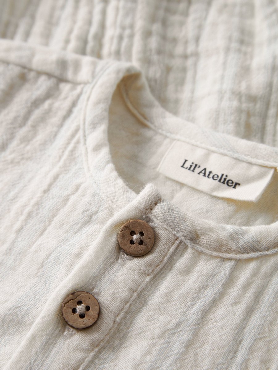 Lil Atelier Baby HAGI romper - Coconut Milk| Dusty Blue | Torgunns Barneklær AS