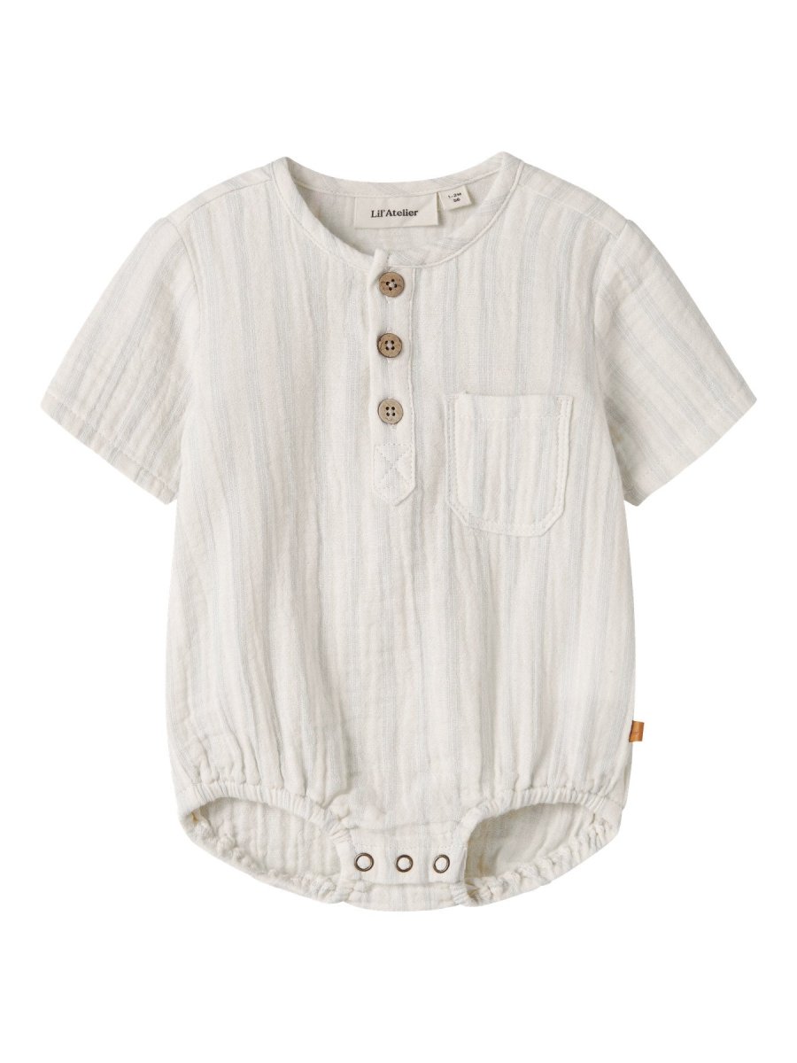 Lil Atelier Baby HAGI romper - Coconut Milk| Dusty Blue | Torgunns Barneklær AS