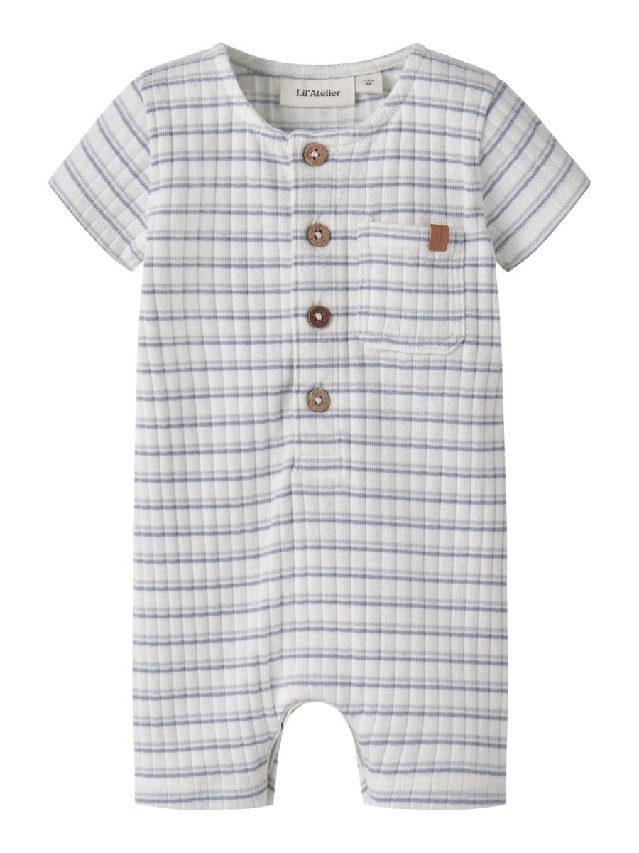 Lil Atelier Baby HALDUR romper - Coconut Milk | Dusty Blue | Torgunns Barneklær AS