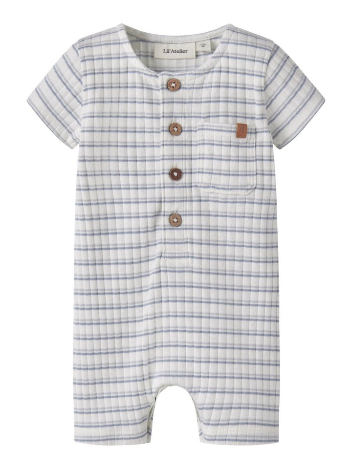Lil Atelier Baby HALDUR romper - Coconut Milk | Dusty Blue | Torgunns Barneklær AS