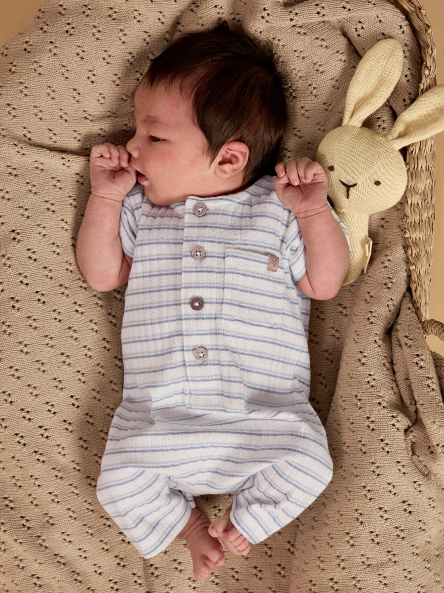 Lil Atelier Baby HALDUR romper - Coconut Milk | Dusty Blue | Torgunns Barneklær AS