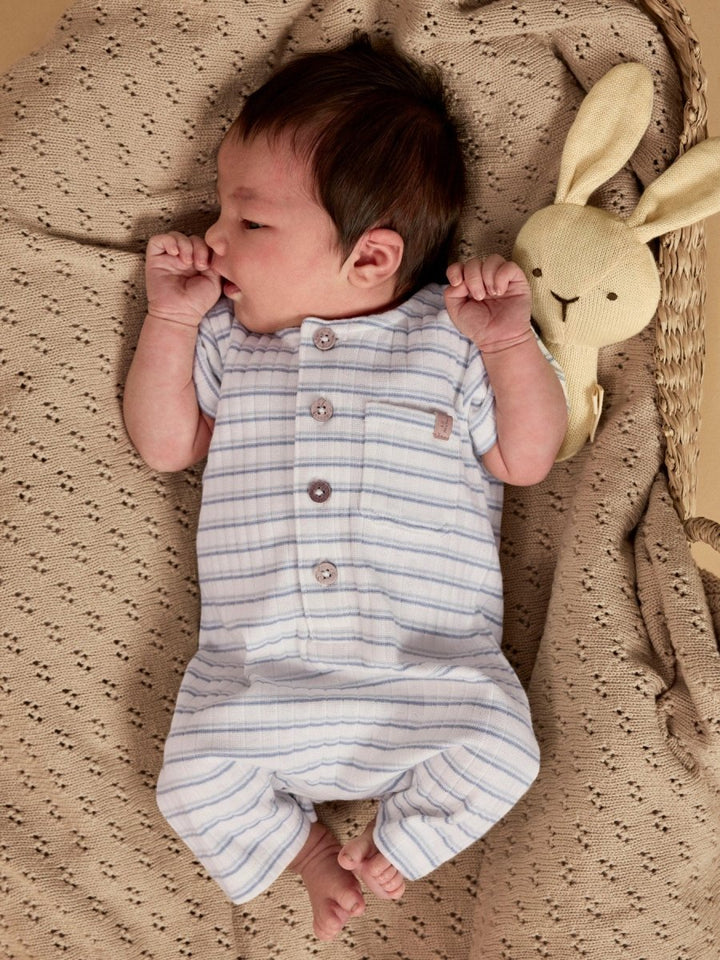 Lil Atelier Baby HALDUR romper - Coconut Milk | Dusty Blue | Torgunns Barneklær AS