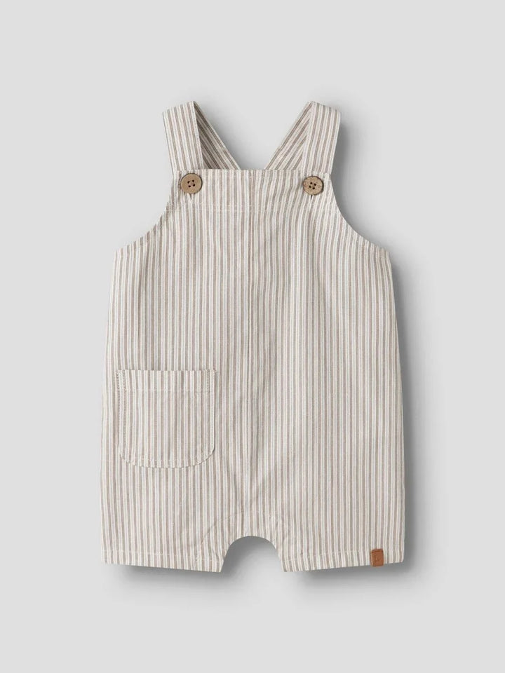 Lil Atelier Baby HELO LOOSE kort overall - Coconut Milk | Coca Mocha | Torgunns Barneklær AS