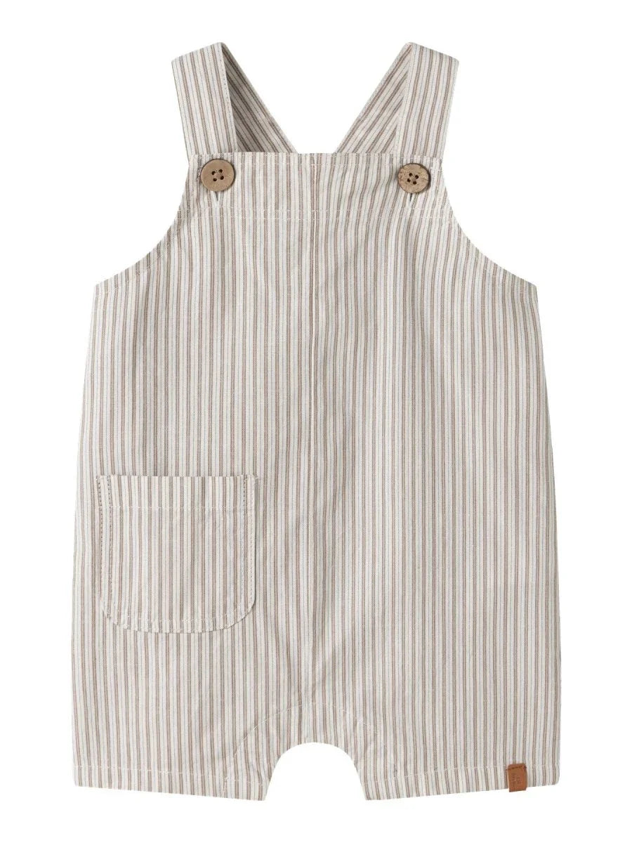 Lil Atelier Baby HELO LOOSE kort overall - Coconut Milk | Coca Mocha | Torgunns Barneklær AS