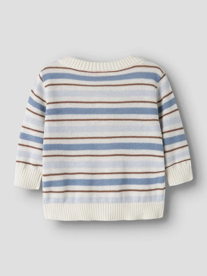 Lil Atelier Baby HITO strikket cardigan - Coconut Milk | Dusty Blue | Torgunns Barneklær AS