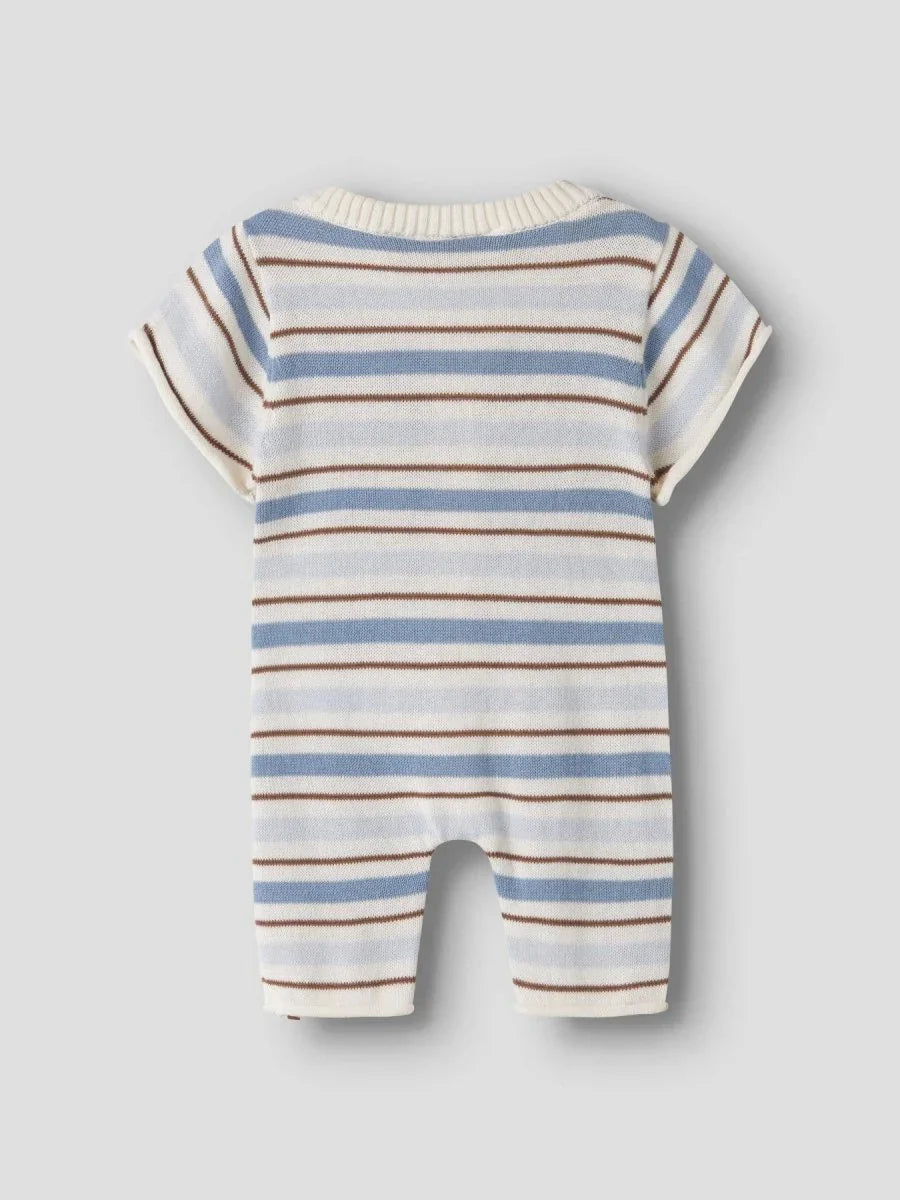 Lil Atelier Baby HITO strikket romper - Coconut Milk | Dusty Blue | Torgunns Barneklær AS