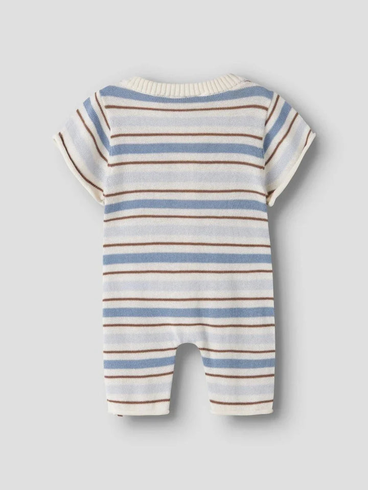 Lil Atelier Baby HITO strikket romper - Coconut Milk | Dusty Blue | Torgunns Barneklær AS