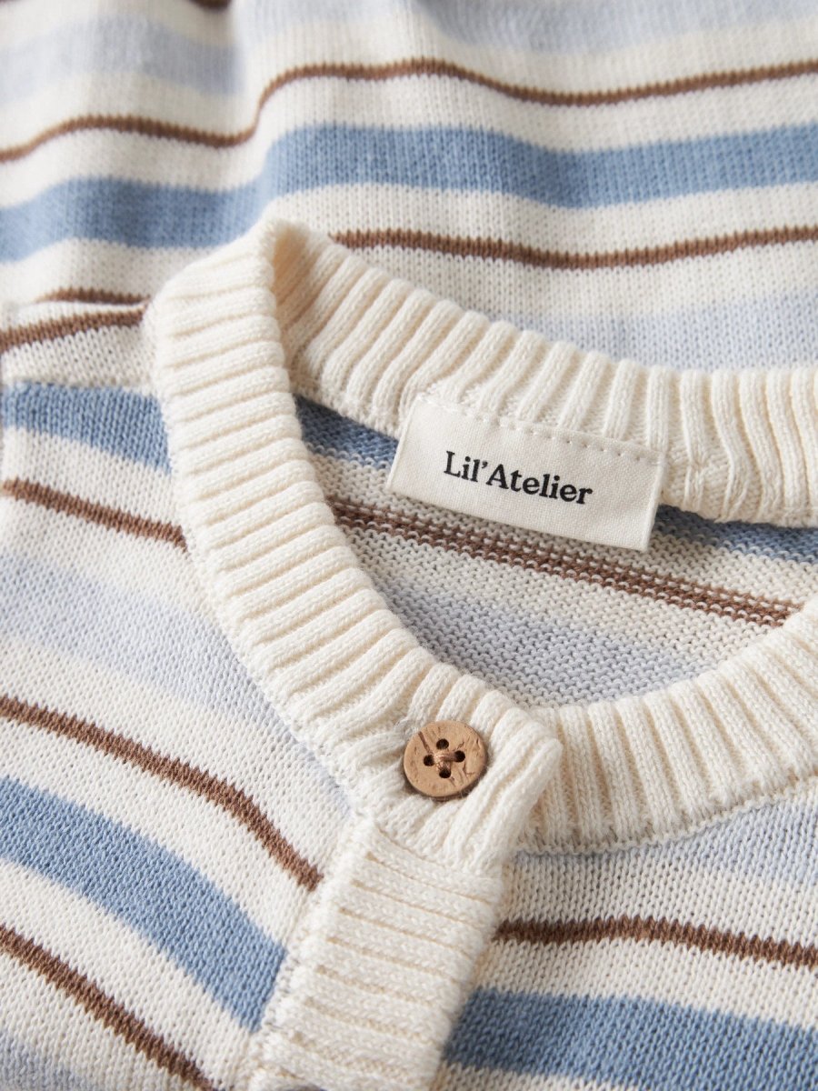 Lil Atelier Baby HITO strikket romper - Coconut Milk | Dusty Blue | Torgunns Barneklær AS