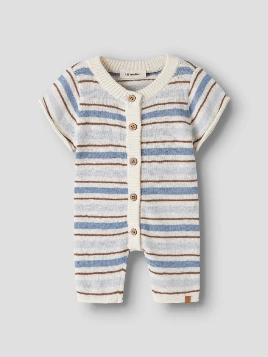 Lil Atelier Baby HITO strikket romper - Coconut Milk | Dusty Blue | Torgunns Barneklær AS