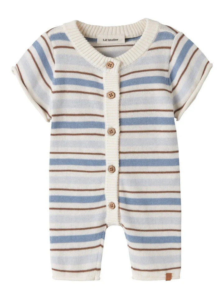 Lil Atelier Baby HITO strikket romper - Coconut Milk | Dusty Blue | Torgunns Barneklær AS