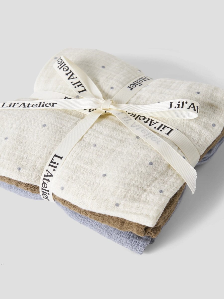 Lil' Atelier Baby ISLEYS 3PK NAPPIES NOOS - Sepia Tint/Sleet | Torgunns Barneklær AS