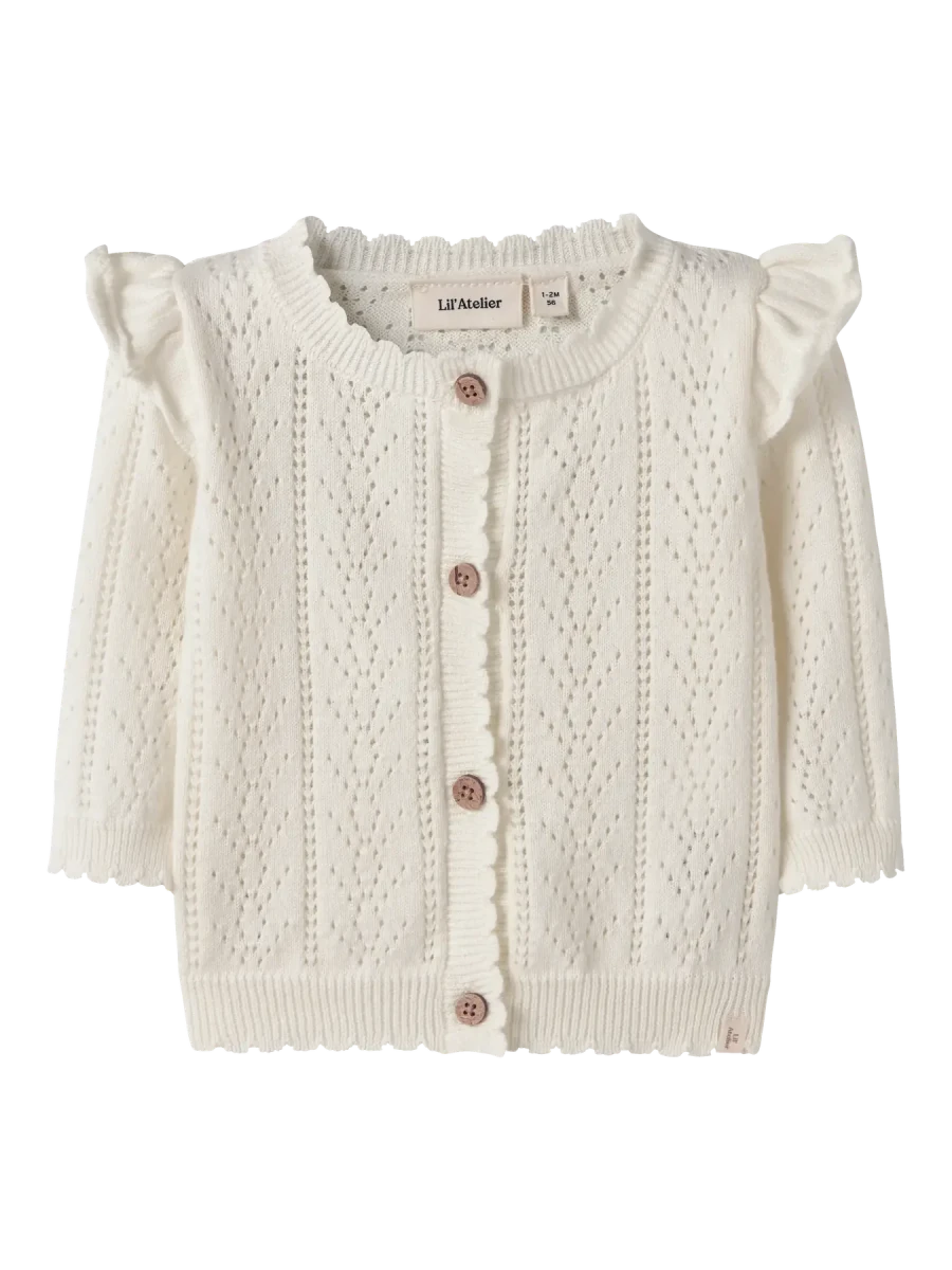 Lil' Atelier Baby JELA LS KNIT CARD - Coconut Milk | Torgunns Barneklær AS