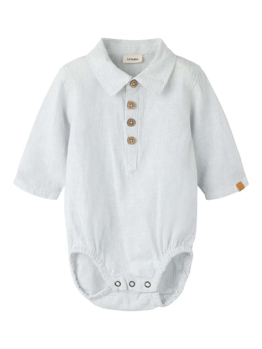 Lil Atelier Baby JESPER bodyskjorte - Gray Dawn | Torgunns Barneklær AS