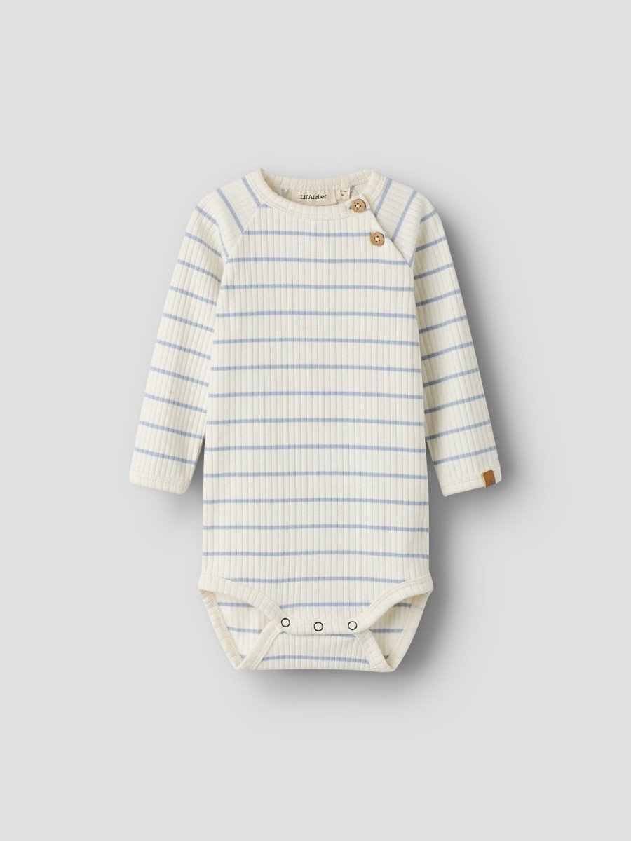 Lil' Atelier Baby KAIL LS SLIM BODY NOOS - Coconut Milk | Zen Blue | Torgunns Barneklær AS