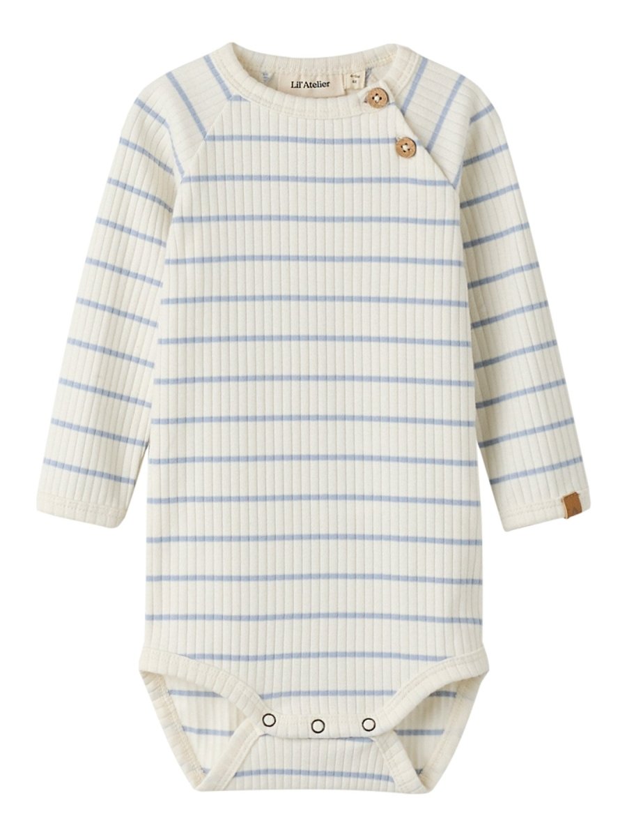 Lil' Atelier Baby KAIL LS SLIM BODY NOOS - Coconut Milk | Zen Blue | Torgunns Barneklær AS
