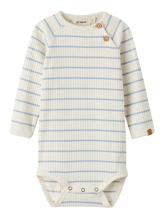Lil' Atelier Baby KAIL LS SLIM BODY NOOS - Coconut Milk | Zen Blue | Torgunns Barneklær AS