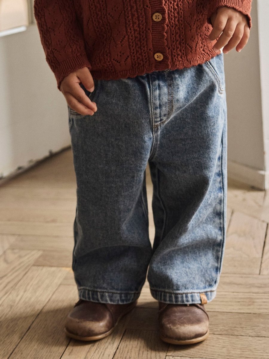 Lil' Atelier Baby KAROLE WIDE JEANS - Medium Blue Denim | Torgunns Barneklær AS