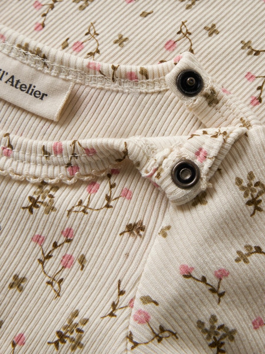 Lil' Atelier Baby LAGO MAU LS SLIM BODY - Turtledove | Rose Flower | Torgunns Barneklær AS