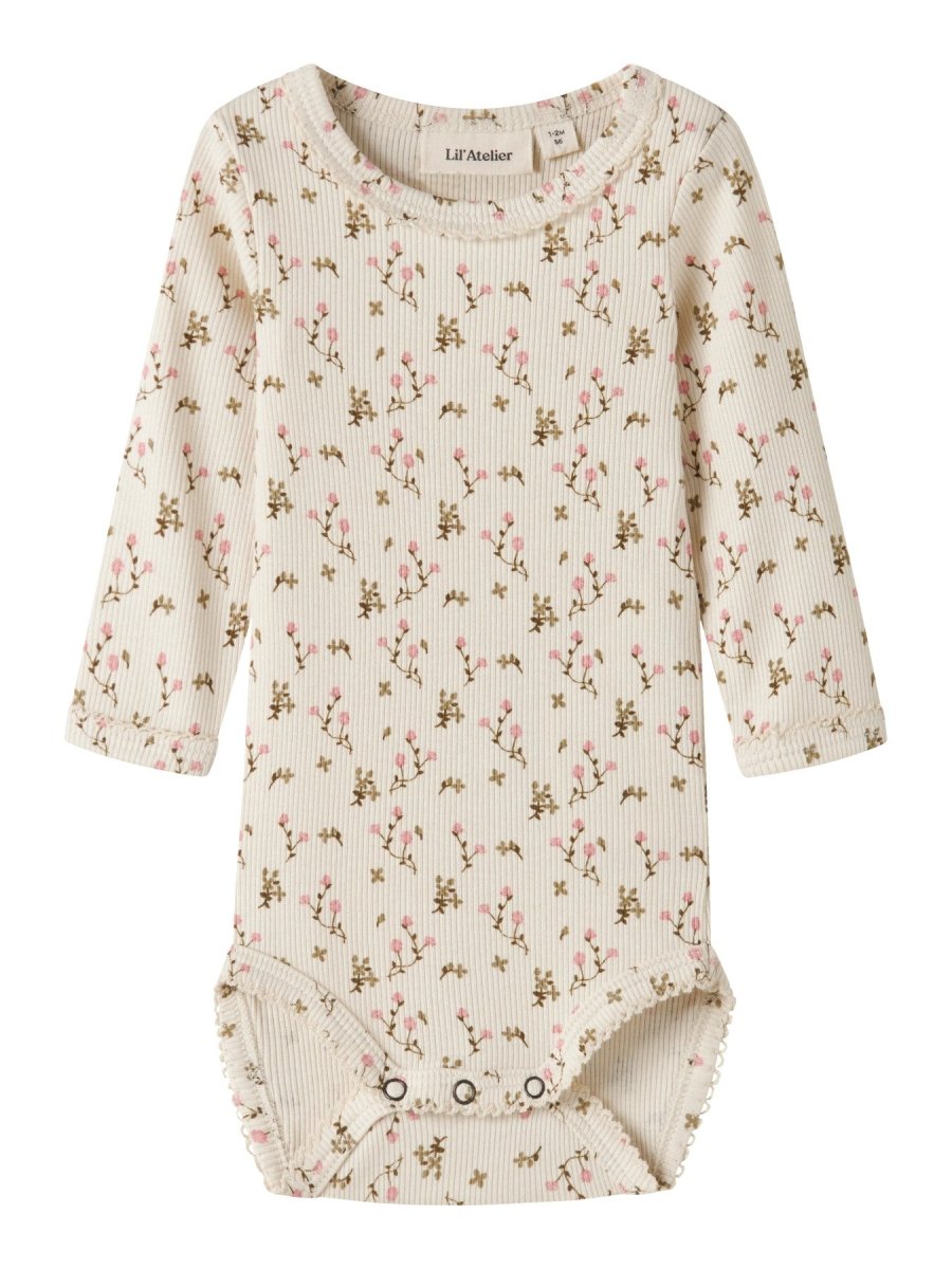 Lil' Atelier Baby LAGO MAU LS SLIM BODY - Turtledove | Rose Flower | Torgunns Barneklær AS