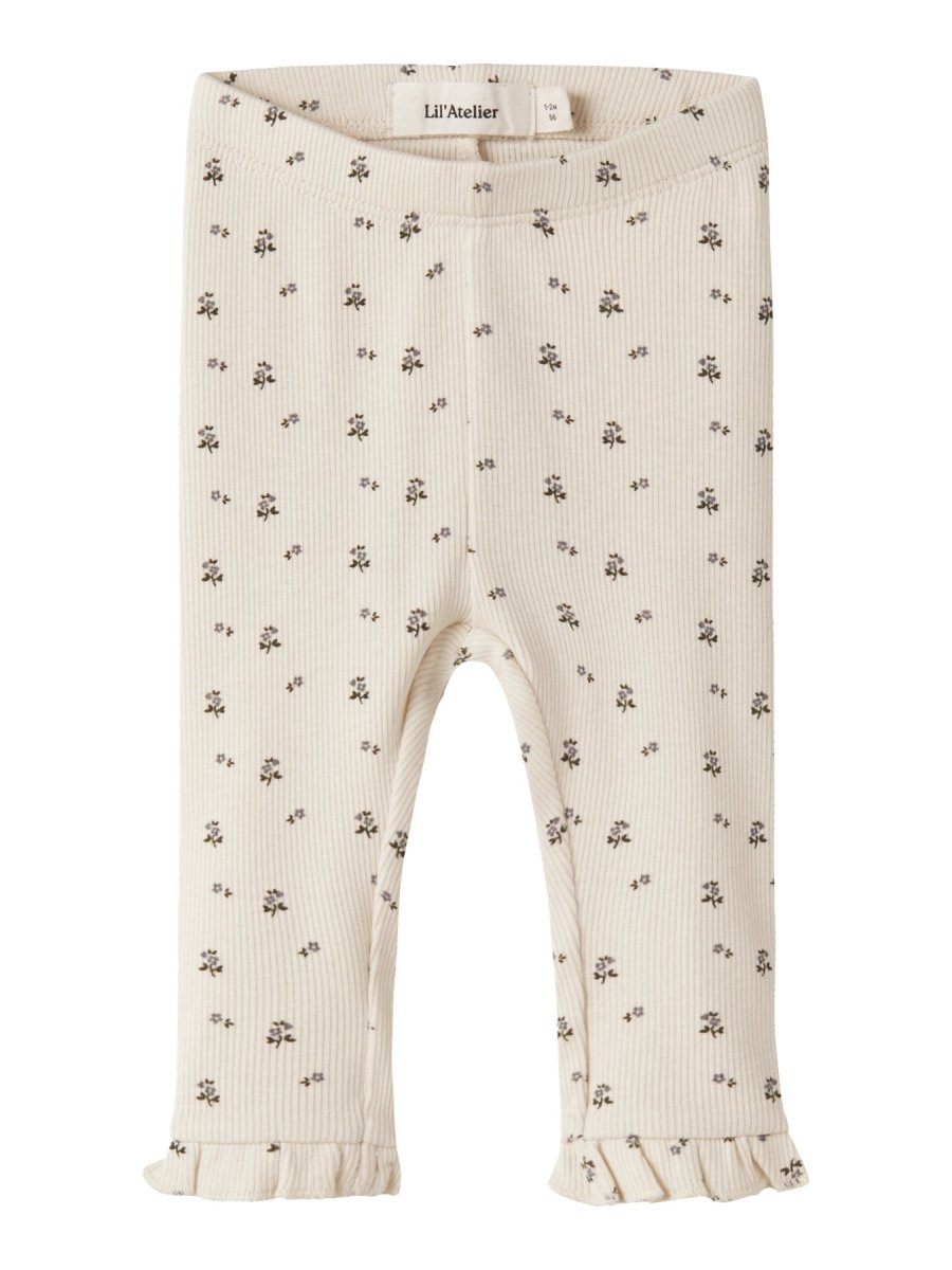 Lil' Atelier Baby LAGO MER SLIM LEGGINGS - Turtledove | Blue Flower | Torgunns Barneklær AS