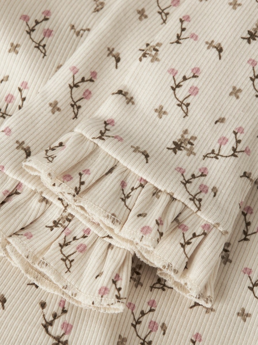 Lil' Atelier Baby LAGO MER SLIM LEGGINGS - Turtledove | Rose Flower | Torgunns Barneklær AS