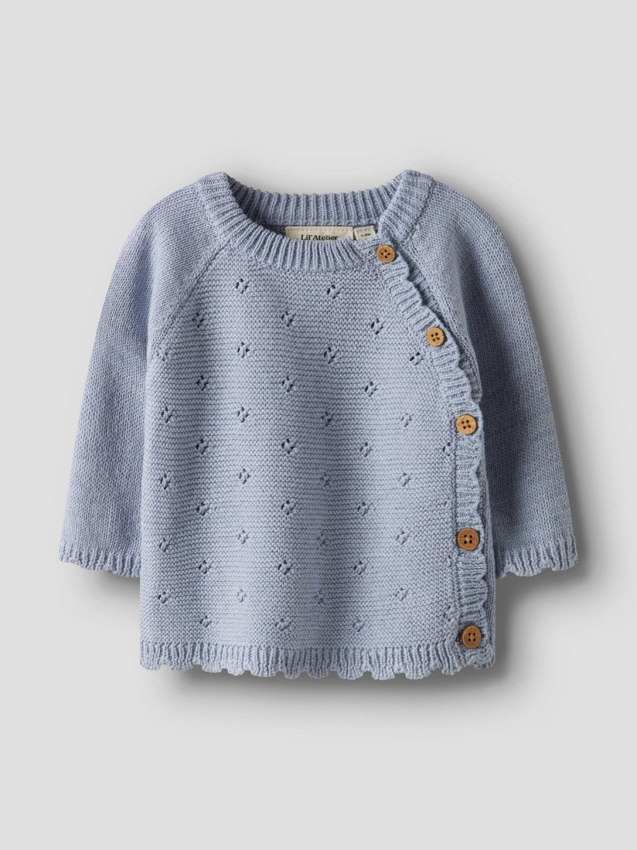 Lil' Atelier Baby LAGUNA LS WRAP KNIT NOOS - Zen Blue | Torgunns Barneklær AS